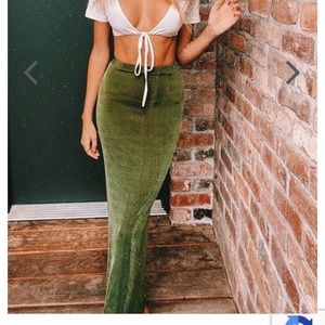 Verge girl green midi skirt with slit